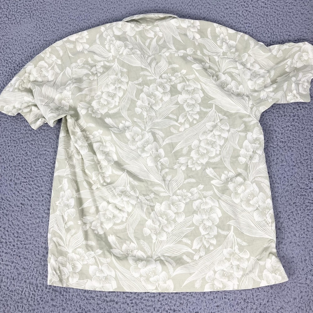 Tommy Bahama Shirt Mens Large Green Silk Hawaiian Floral Short Sleeve Camp - Picture 5 of 5
